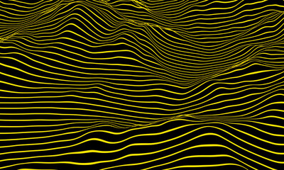 Yellow stripped terrain. Abstract wave.