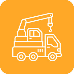 Crane Truck Multicolor Round Corner Line Inverted Icon
