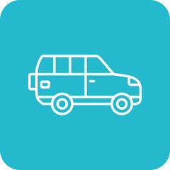 Wagon Car Multicolor Round Corner Line Inverted Icon