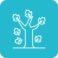 Autumn Tree Leafs Multicolor Round Corner Line Inverted Icon