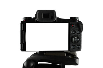 Modern mirrorless camera ready to records with blank screen