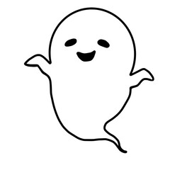 Happy ghost outline, cartoon monster outline