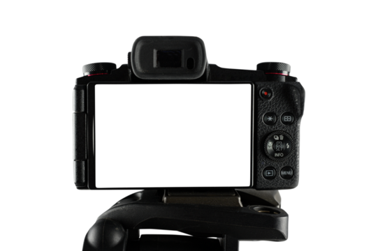 Modern mirrorless camera ready to records with blank screen