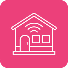 Smart House Multicolor Round Corner Line Inverted Icon