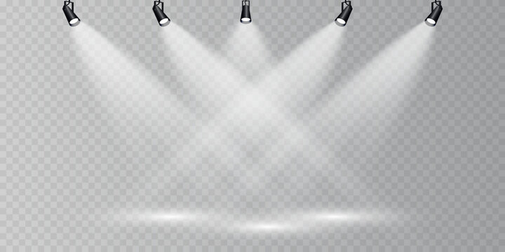 Stage lighting, on a transparent background. Bright lighting with spotlights. directional studio light.