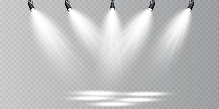 Stage lighting, on a transparent background. Bright lighting with spotlights. directional studio light.