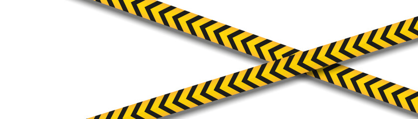 Warning and danger crossed tapes isolated. Police and crime lines. Caution tape. Seamless barrier tape. Vector illustration