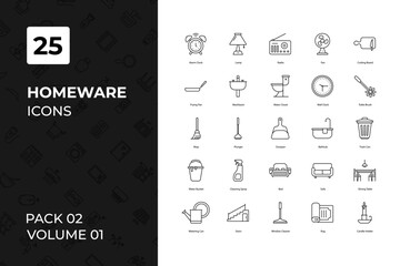 Home ware icons collection. Set contains such Icons as apartment, box, cardboard, and more