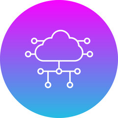 Cloud Computing Gradient Circle Line Inverted Icon