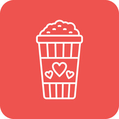 Popcorn Multicolor Round Corner Line Inverted Icon