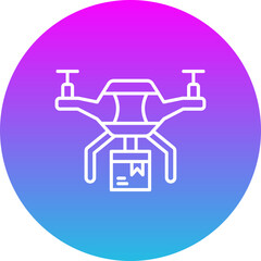 Drone Delivery Gradient Circle Line Inverted Icon