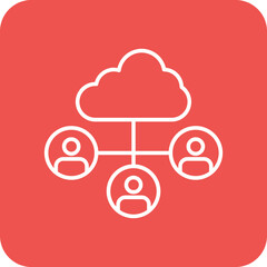 Cloud Sharing Multicolor Round Corner Line Inverted Icon