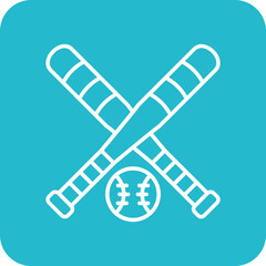 Baseball Multicolor Round Corner Line Inverted Icon