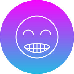 Grinning Gradient Circle Line Inverted Icon