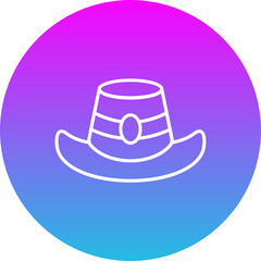 Autumn Hat Gradient Circle Line Inverted Icon