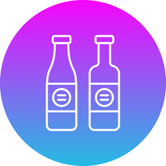 Wine Bottles Gradient Circle Line Inverted Icon