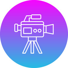 Video Camera Gradient Circle Line Inverted Icon