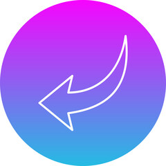 Down Left Gradient Circle Line Inverted Icon