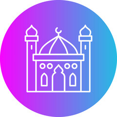Mosque Gradient Circle Line Inverted Icon