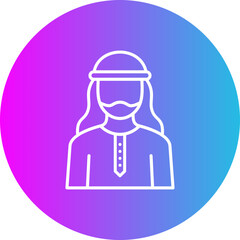 Arab Man Gradient Circle Line Inverted Icon
