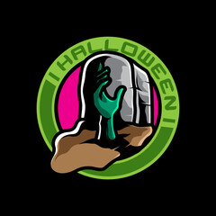 ZOMBIE HAND HALLOWEEN POSTER BADGE