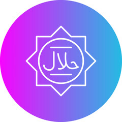 Halal Gradient Circle Line Inverted Icon