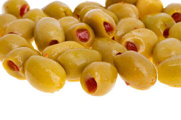 stuffed olives with pepper isolated