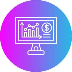Stock Market Gradient Circle Line Inverted Icon