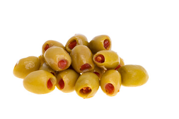 stuffed olives with pepper isolated