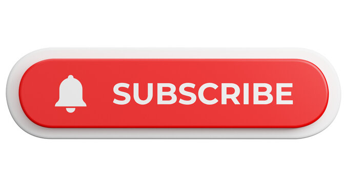 Subscribe button on transparent background. 3D Illustration