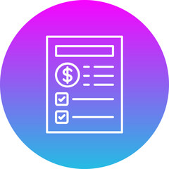 Invoice Gradient Circle Line Inverted Icon