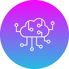 Cloud Computing Gradient Circle Line Inverted Icon