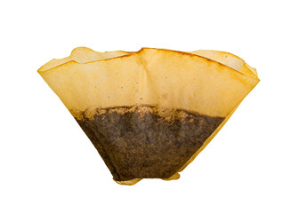 Used coffee filter isolated on white - obrazy, fototapety, plakaty