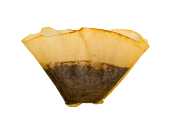 Used coffee filter isolated on white