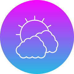 Clouds And Sun Gradient Circle Line Inverted Icon