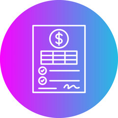 Invoice Gradient Circle Line Inverted Icon