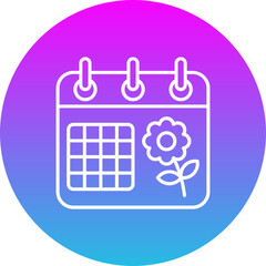 Spring Calendar Gradient Circle Line Inverted Icon