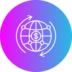 Worldwide Gradient Circle Line Inverted Icon