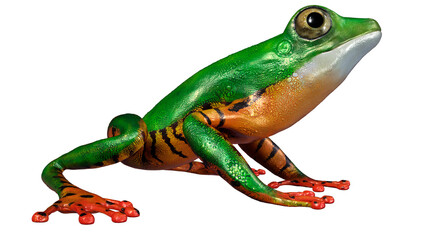 3D Rendering Amazon Tree Frog on White