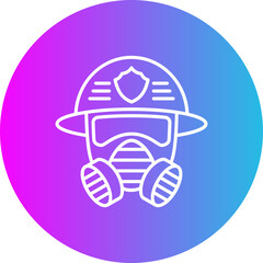 Fireman Mask Gradient Circle Line Inverted Icon