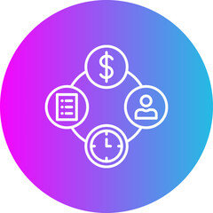 Time Management Gradient Circle Line Inverted Icon