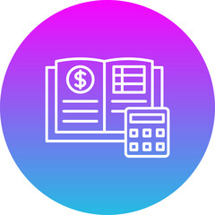 Accounting Book Gradient Circle Line Inverted Icon