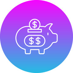 Save Money Gradient Circle Line Inverted Icon