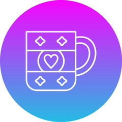 Tea Mug Gradient Circle Line Inverted Icon