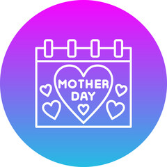 Mothers Day Gradient Circle Line Inverted Icon