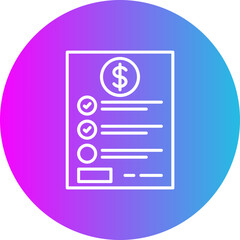 Fototapeta premium Price List Gradient Circle Line Inverted Icon