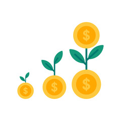 Naklejka premium growing pile of dollar coins money saving concept