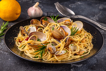 Seafood pasta with clams Spaghetti alle Vongole
