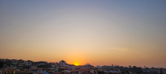 colorful sunset in the interior city with a view of the urban landscape of Brazil