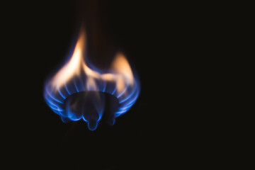 stove flame isolated in the dark background